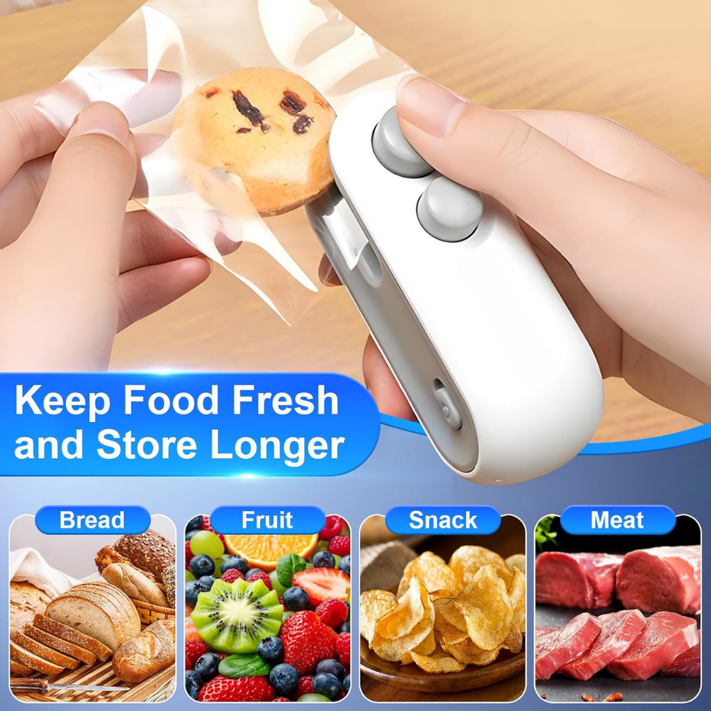 2-in-1 Mini Bag Sealer – USB Rechargeable & Long Lasting Battery