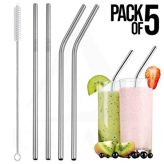 Stainless Steel Straws (Pack of 5)