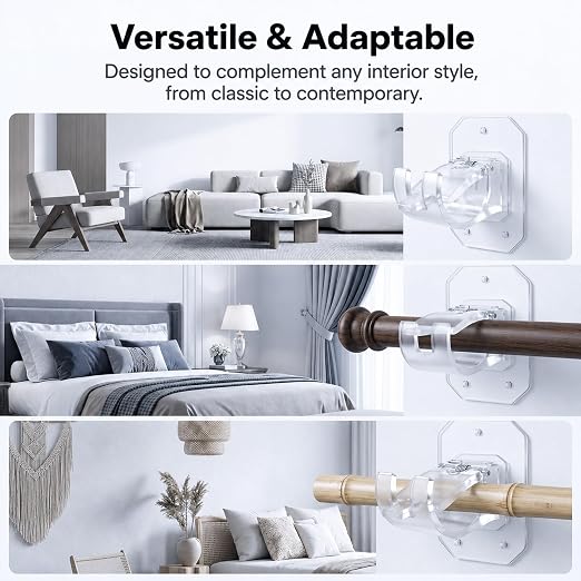 No-Drill Self-Adhesive Curtain Rod Holder