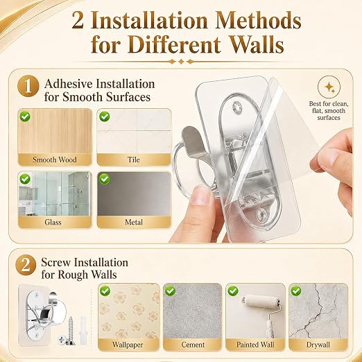 No-Drill Self-Adhesive Curtain Rod Holder