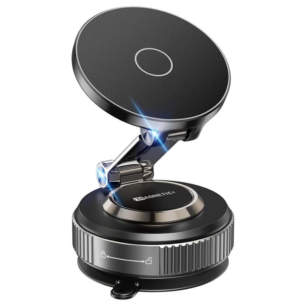 Magnetic Vacuum Car Phone Holder – 360° Adjustable for iPhone & Android